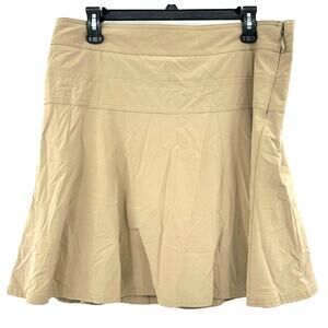 Athleta Size 12 Khaki Skort A Line Side Zip Drawstring Skirt Built in Shorts
